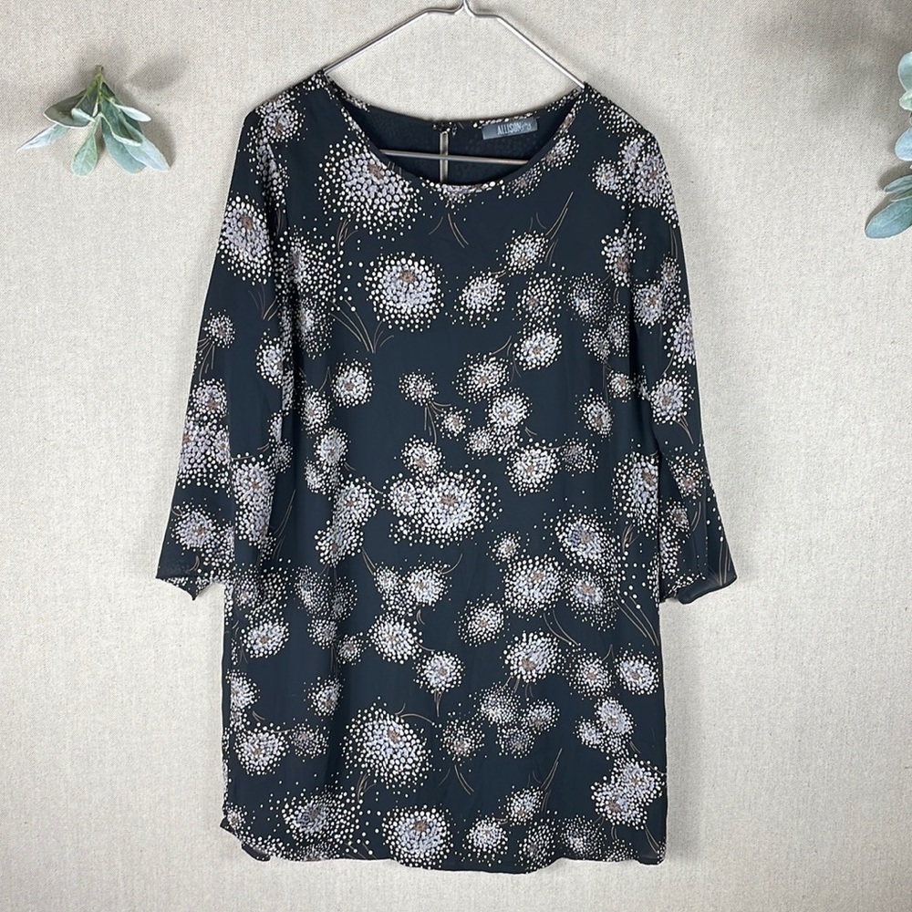 Allison Joy > Long Sleeve Black Floral Dress